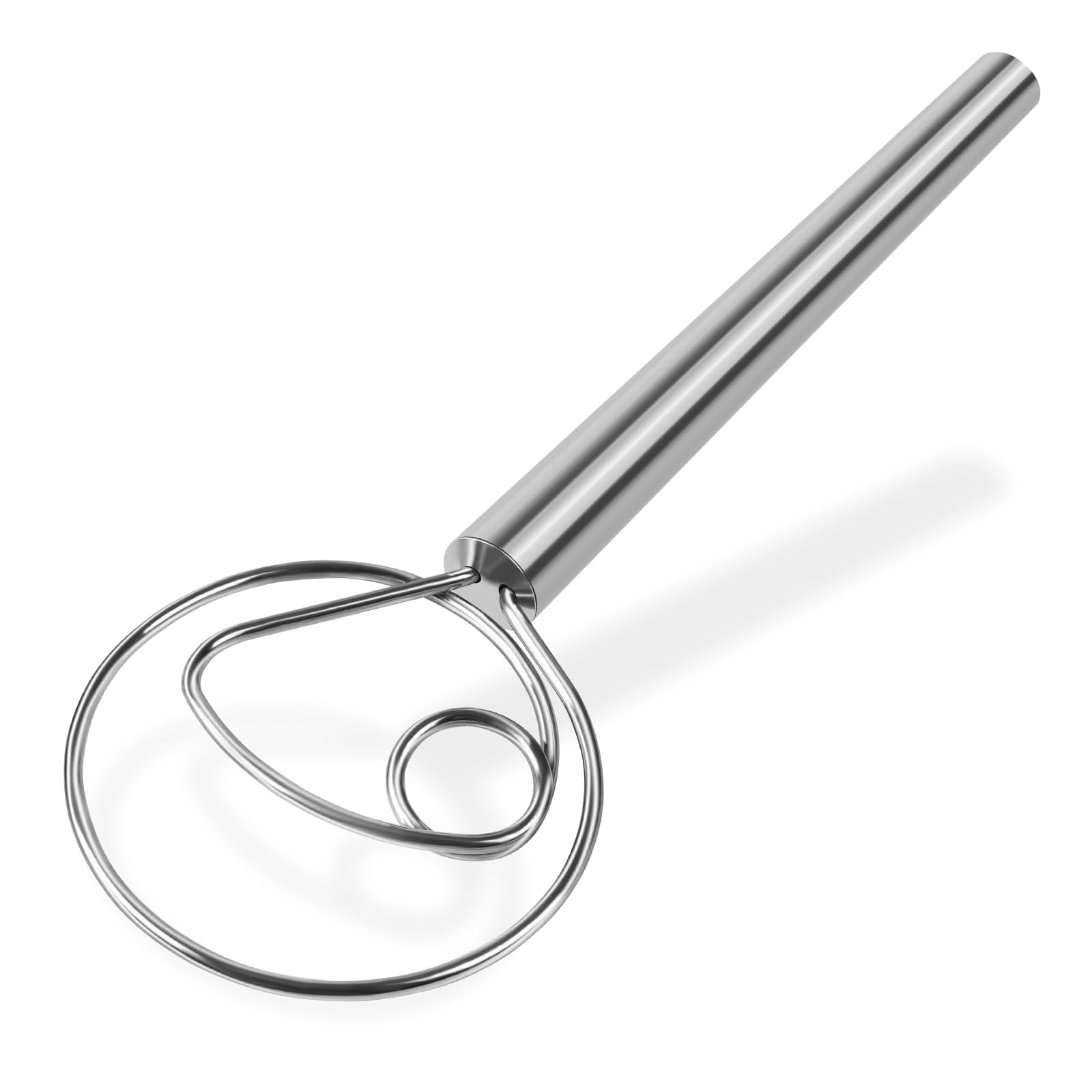 Maxjoy Batidor de masa danés, batidor de pan con gancho de acero inoxidable, batidor tradicional holandés, herramienta manual mezcladora de masa y herramientas y suministros para hacer pan de masa