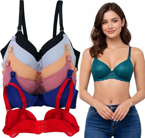 Image of ToBeInStyle Women's Pack of 6 Classic Style Underwire Supportive Padded Bras