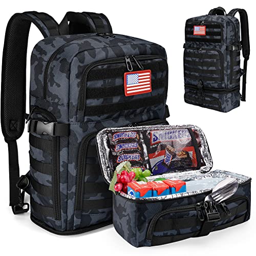 Bertasche Lunch Backpack For Men, 15.6 Inch Laptop Backpack For Work College Travel Camping Tactical Molle Daypack, Camo Navy #TOP8