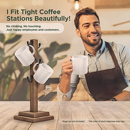 Benegio Coffee Cup Holder Mug Tree Mug Rack Timeless Collection - Satin Medium Roast Finish - Superior Craftsmanship - Anti-Tip & Slip Coffee Station Organizer - Coffee Mug Holder For Counter & Bar #TOP5