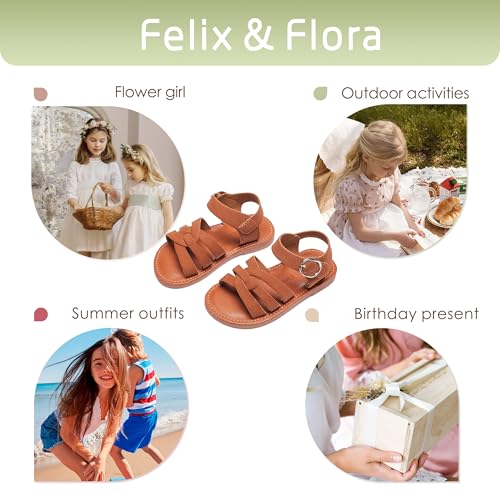 Image of Felix & Flora Toddler Girl Sandals - Little Girl Easter Dress Shoes Lightweight Open Toe Beach Holiday Flats