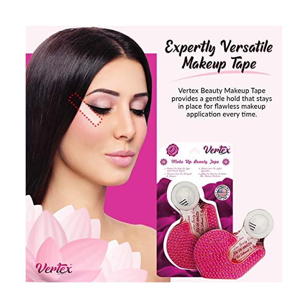Vertex-Beauty-Makeup-Tape-For-Eyeliner-and-Eyeshadow-for-Women-Cosmetic-Tape-Rolls-for-Perfect-Angled-Winged-Liner-Firm-Hold-Gel-Eyeliner-and-Shadow-Sticker-for-Eyes-Cut-Crease-and-Eyelid Makeup Tape Eyeliner Stencils Pencil Liquid Liner Wing Tips Firm Hold Clean Edge Eyeshadow Lines Palette Primer Cream Real Beginners Techniques Use Brush Pen Stamp Sharpener Angled Shadow Shields Pads