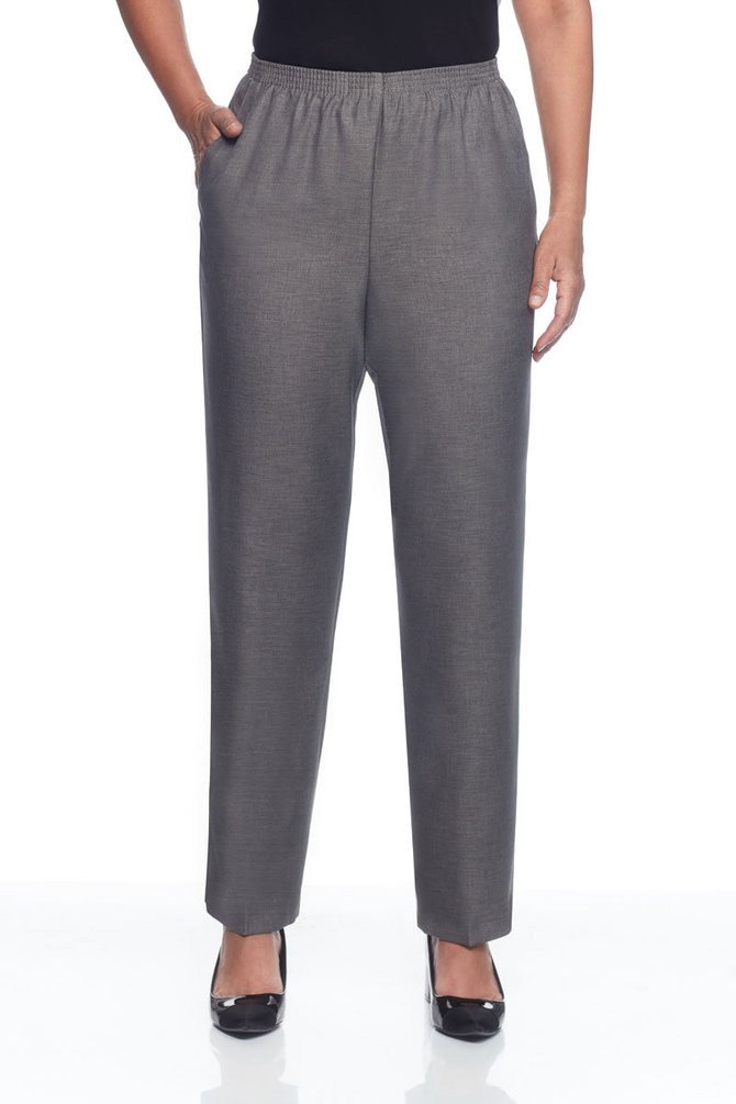 Alfred Dunner Womens Petite Polyester Pull-On Pants - Short Length Grey 14 Petite Short