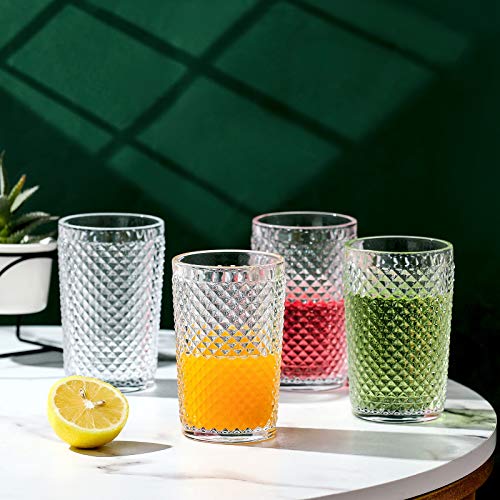 G Chroma Collection Highball Glasses Set Of 6, 13.1 Oz Clear Premiun Drink-Ware For Soda Juice Coke Beer Water Beverage Iced-Tea, Double Old-Fashioned Glass Perfect For Dinner Parties Bars Restaurants #TOP6