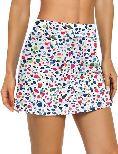 Loukeith Tennis Skirts For Women Golf Athletic Activewear Skorts Mini Summer Workout Running Shorts With Pockets Boho Flowers M
