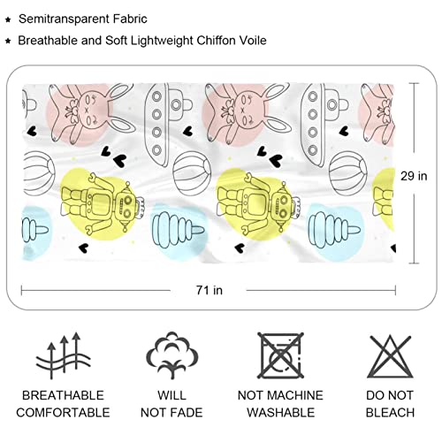 Foulard en mousseline de soie léger et fluide imprimé lapin pour femme