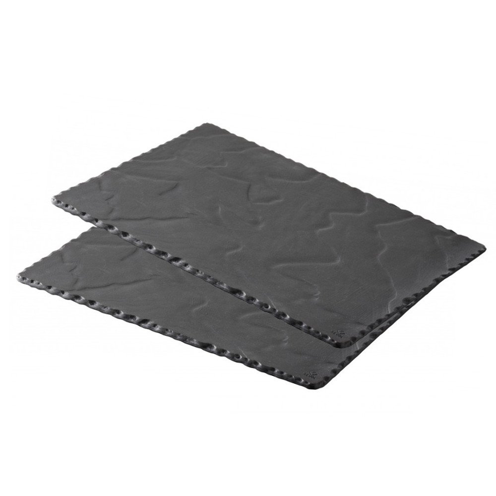 "Revol Basalt Rectangular Plates 300mm 300x 200mm/ 11 4/5x 7 3/4". Pack quantity: 6."