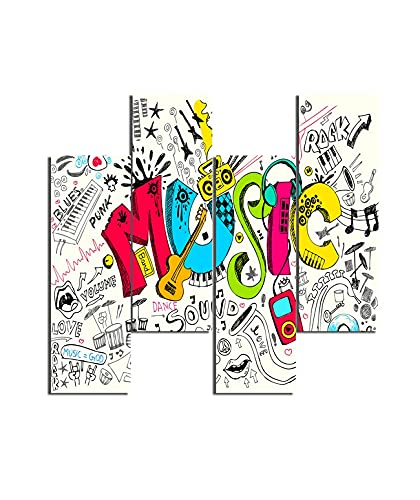 Tableau Word Musique Homemania en MDF multicolore pour salon et chambre 76x50cm