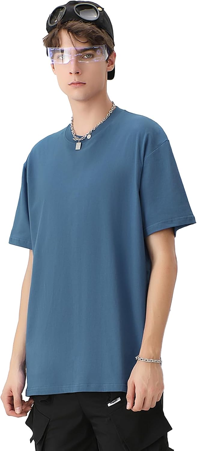 Mens Oversized T-Shirts Fashion Loose Fit Crewneck Tshirt Streetwear Heavyweight Short Sleeve Tee Shirt Gym Workout Tops - Image 6