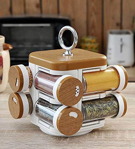 NAVYUG ENTERPRISE Multi-Purpose Kitchen Spice Rack Containers Well Plastic 8 Jar Revolving Spice Rack Set Made in India