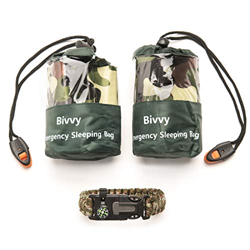 2 Bivy Sack Emergency Sleeping Bags Compact and Lightweight.Use as Survival Sleeping Bag