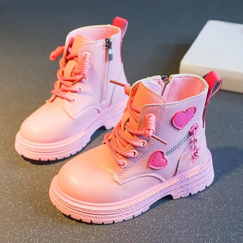 Girls Ankle Boots Cute Combat Boots Lace up Non-Slip Short Boots Side Zipper Ankle Booties Toddler Little Kid Big Kid3