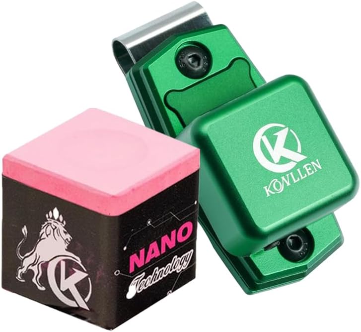 KONLLEN Pool Cue Chalk and Billiards Chalk Holder(Nano Technology Billiard Chalk,Outstanding Performance, Reduce Miscue, Durable, Low Deflection and Portable Metal Magnetic Pool Cue Chalk Holder)