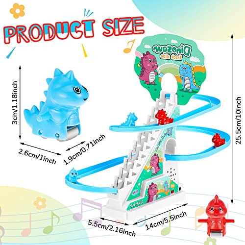 Image of Climb Stairs Toy Roller Coaster Toy for Halloween Christmas Electric Track Toys Track Slide Stairs Indoor Toy with LED Flashing Lights (Dinosaur)