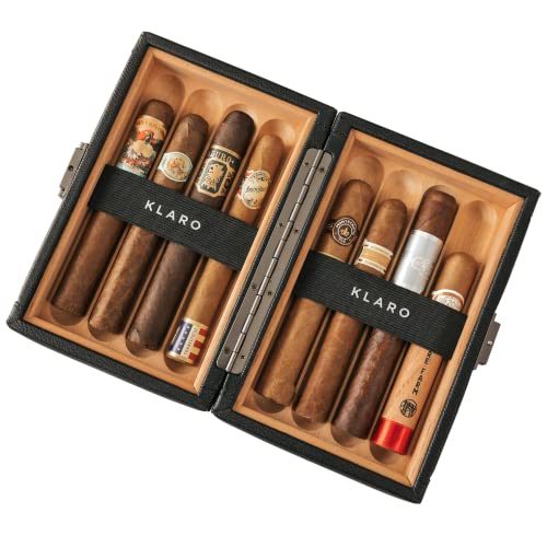 CASE ELEGANCE Maxwell 8-Cigar Travel Protective Hard Case, Black Vegan Leather, Spanish Cedar Lined, 180 Degree Opening, Gunmetal Hardware, Holds Large Cigars