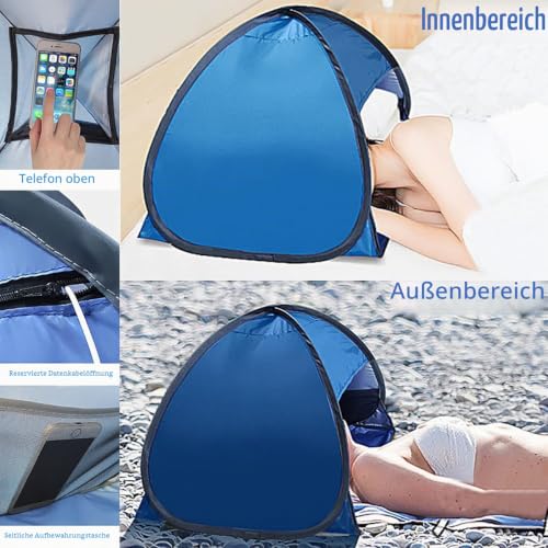 Mini Kopfzelt,Kopfstütze Zelt,Automatisches Sofortzelt, Strand Sonnenbaden Winddicht Sand Proof Sonnenschutz Tragbare Kopfstütze Zelt mit Aufbewahrungstasche zum Wandern