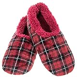 Snoozies! Pantuflas de casa con forro polar de terciopelo para hombre, súper suaves con suela antideslizante, tallas de 6 a 11, Red, Small
