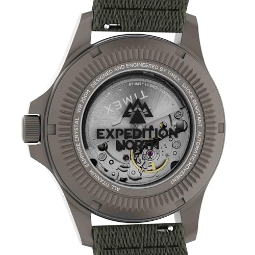 Image of Timex Men's Expedition North Titanium Automatic 41mm Watch - Green Strap Gray Dial Titanium Case, green
