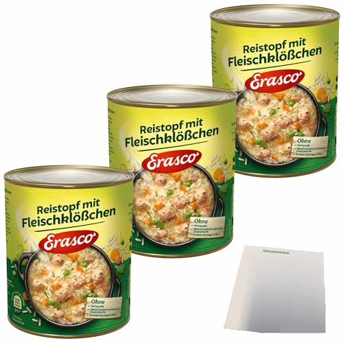 usy Bundle für Erasco Reistopf mit Fleischklößchen 3er Pack (3x800g Dose) + usy Block