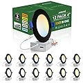 zouzai 12 Pack 4 Inch Black 5CCT Reset Ultra-Thin LED Recessed Ceiling Light with Junction Box, 2700K/3000K/3500K/4000K/5000K Selectable, 9W Dimmable, led can Lights - ETL and Energy Star Certified