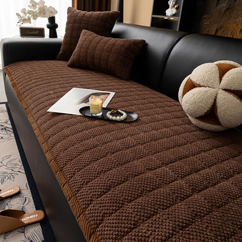 YSPZDQ Dickes Cord Sofa für 3/2/1/4 Sitzer und L-Form, Rutschfester Couch Überzug, waschbarer Sofa Bezug und Cover für Wohnzimmersofa(Coffe,70 x 150 cm)