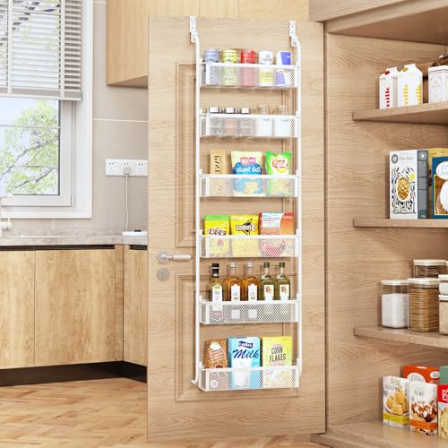 Fovkdcvw Over the Door Pantry Organizer, 6-Tier Pantry Door Organization and Storage, Over the Door...