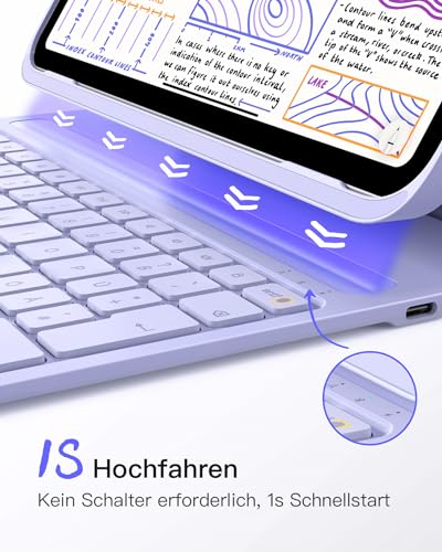 Inateck iPad 11(A16) Hülle mit Tastatur, iPad 10 Gen. Hülle mit Tastatur, für iPad Air 11" M4/ M3/M2 (2026/2025/2024),Air 5/4, Pro 11,QWERTZ,Ultraleichte Tastatur mit Stifthalter,AirTap BK2007 4