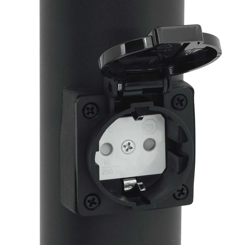 Lámpara de bolardo de acero inoxidable de 120 cm, color negro, con detector de movimiento PIR y enchufe integrado, protección IP44 para jardín, terraza, iluminación de camino, pantalla