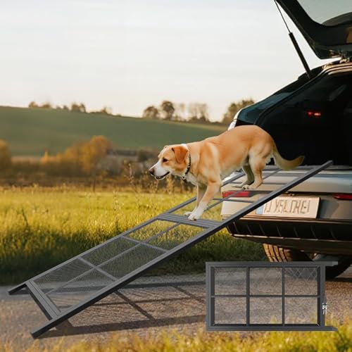 Dog Ramp for Car - Portable Extra Wide Pet Ramp for Medium & Large Dogs with Non-Slip Rug Surface, Dog Steps Stair for Car SUV/Truck/RV/High Bed, Up to 300LBS