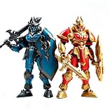 2-Pack T13 Action Figure - 3D Printed Titan 13 Flame Knight Robot, Flexible Full-Body Joints, Unique Collectible, Ideal Gift & Desktop Decor for Boys, Great for Creative Poses (Assembled) (Red + Blue)