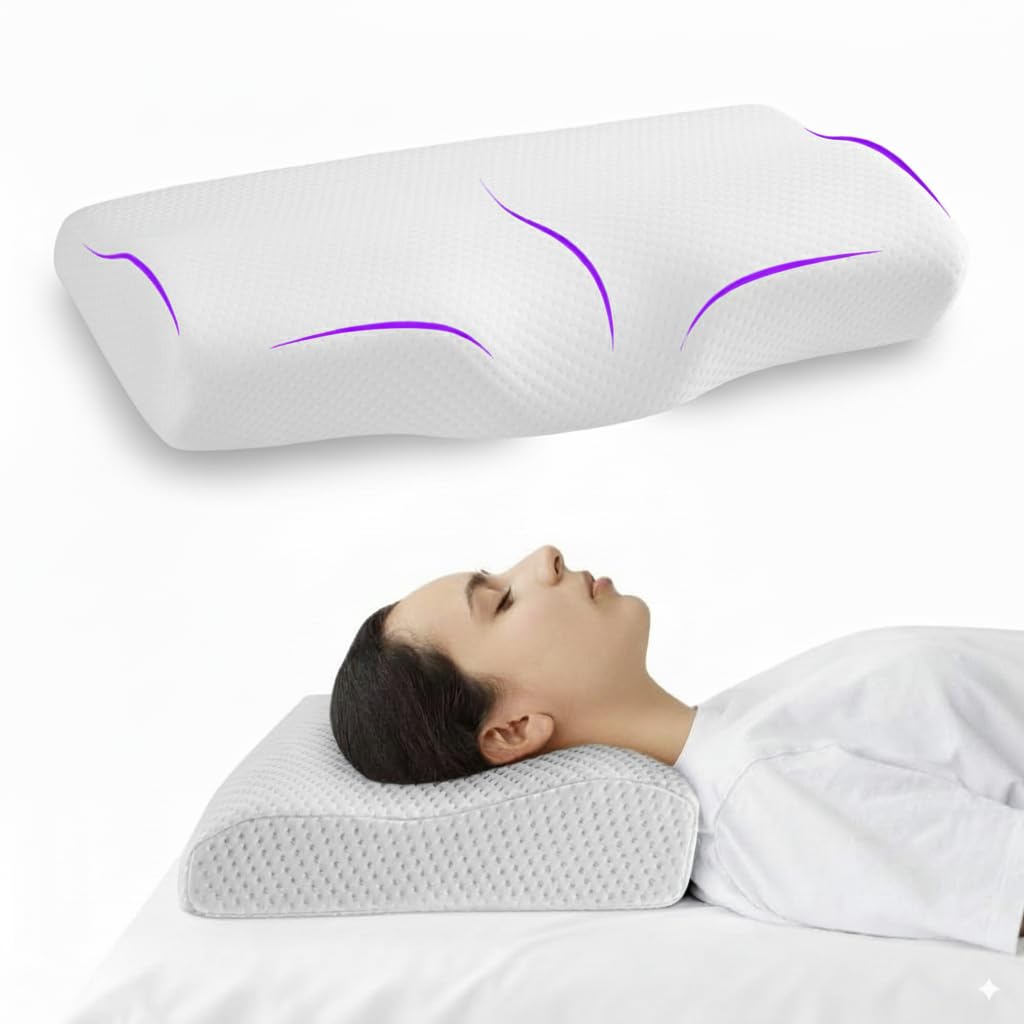 Wakefit Cervical Pillow for Neck Pain and Shoulder Pain| 1 Year Warranty | Orthopedic Memory Foam Pillow with Extra Curve Neck Support (‎58.4 L x 38.1W x 10.1H cm, Standard)