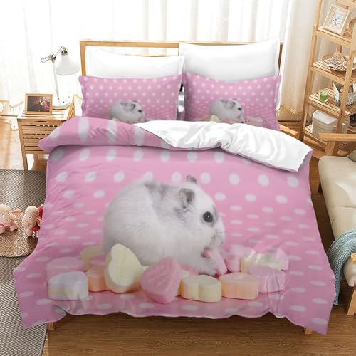 Housse de couette cochon d'inde 3D microfibre résistante parure de lit King durable - 3