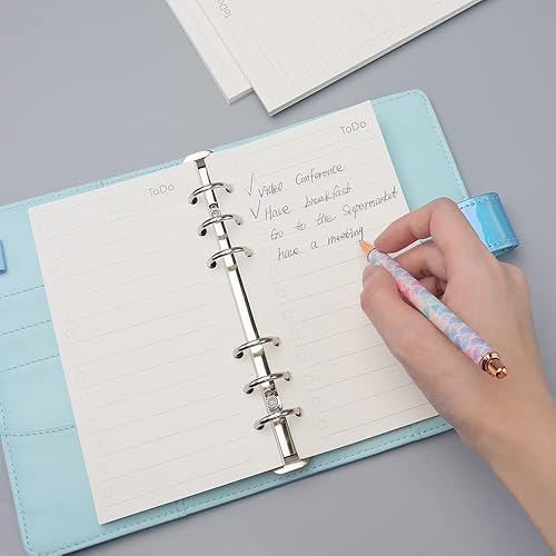 Miniatura 3 de Papel de repuesto A6 para lista de tareas, paquete de 3 insertos de carpeta de 6 agujeros perforados, 135 hojas270 páginas, papel de carpeta