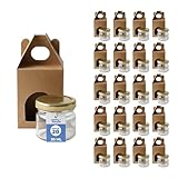 Espirito Rebelde - Tarros de cristal vacías con tapa de 30 ml con 20 hojas de cartón para 1 tarro de mermelada (incluye tapa de rosca dorada, miel