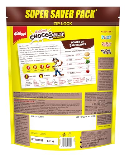 Image of Kellogg's Multigrain Chocos 1.05kg & Choco Fills 153g | Multigrain Energy, More Chocolatey | No-Maida | Power of 5 nutrients Protein, Fibre, Iron, calcium, Vitamins | Kids Breakfast cereal.