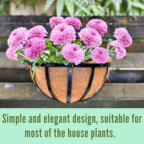 LalaGreen Wall Planters (2 Pack, 16 Inch) Black Metal Deck Railing Planter Boxes with Coco Liners, Window Flower Box for Outdoor Plants, Modern Horse Trough Fence, Balcony, Herb Patio Porch Over Rail by LáLáGreen - Image 3