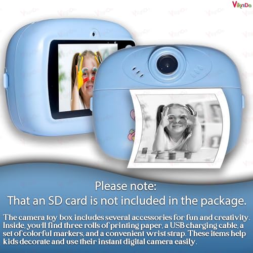 Image of VikriDA Instant Print Camera for Kids | 1080P HD Digital Video Camera with Built-in Printer | Instant Photo - Multicolor