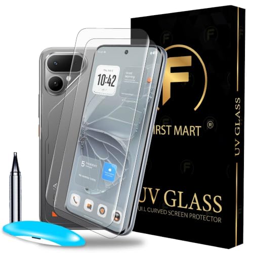 Image of FIRST MART Military-Grade UV Tempered Glass for Tecno Pova Curve 2 (6.78 Inch) - 9H Hardness,Full Adhesive UV, Bubble-Free, Edge to Edge [2 Pack]