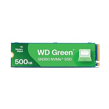 SSD WD Green SN350 500GB NVMe M.2 2280 (Leitura até 2400MB/s e Gravação até 1500MB/s)