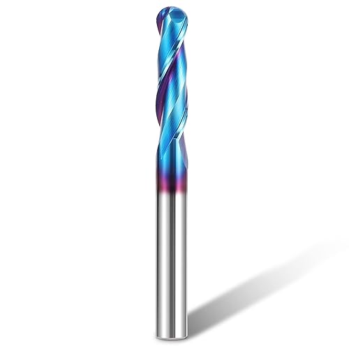 HQMaster Brocas de enrutador CNC, fresadora de punta de bola de vástago de 14 pulgadas con revestimiento nano azul, brocas CNC en espiral para