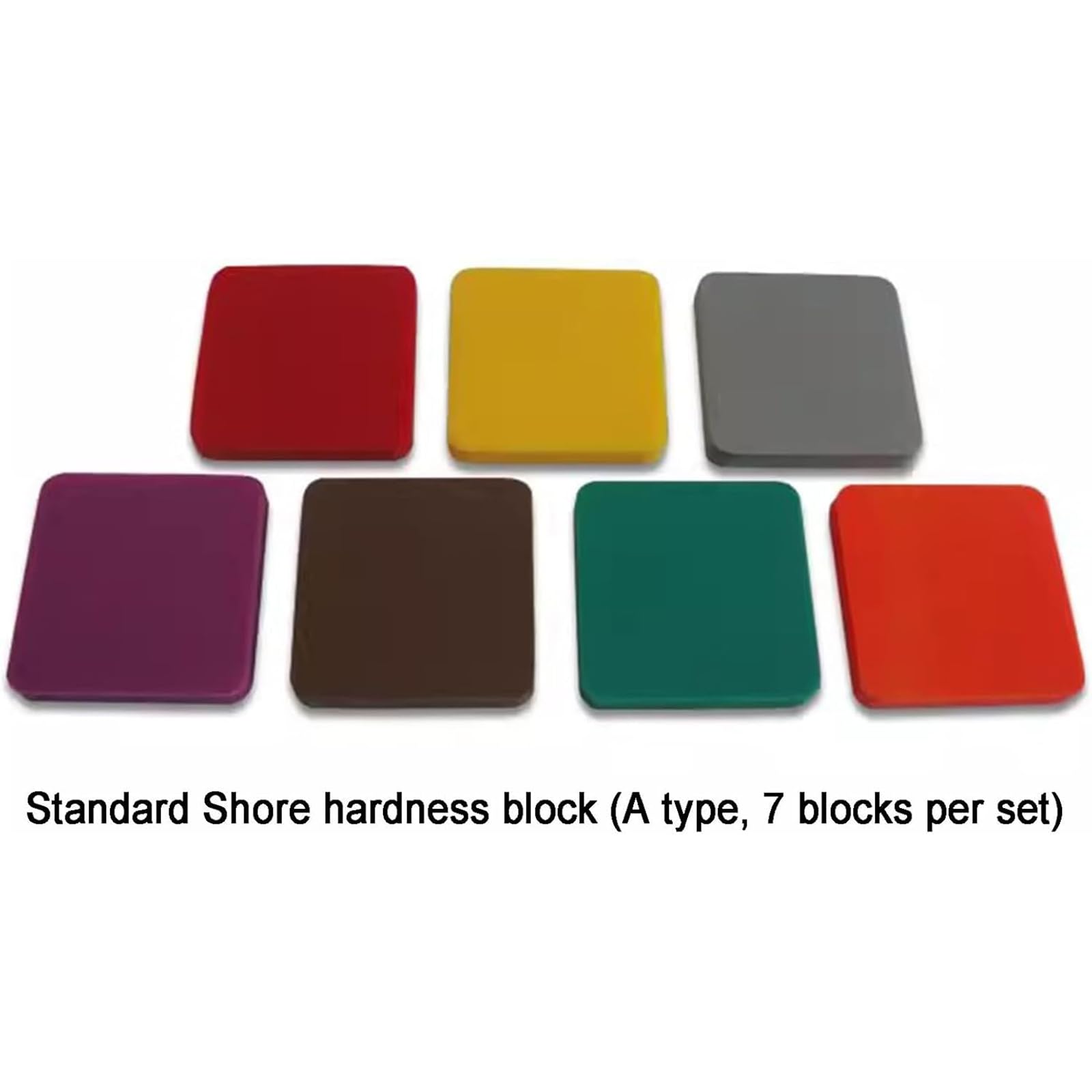 Probador De Dureza Shore, Bloque De Dureza De Caucho Estándar Tipo A, Juego De 7 Piezas, Rango De 30 Hsa A 90 Hsa, 50 X 50 X 8 Mm, Para Caucho Blando Y Elastómeros.\