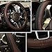Gomass Car Steering Wheel Cover, Anti-Slip, Safety, Soft, Breathable, Heavy Duty, Thick, Full Surround, Sports Style (Black Brown)