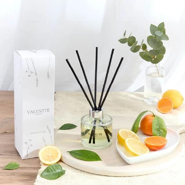 Valentte Reed Diffuser, 100ml, Citrus Grove Scent, Premium Black Fibre Reeds