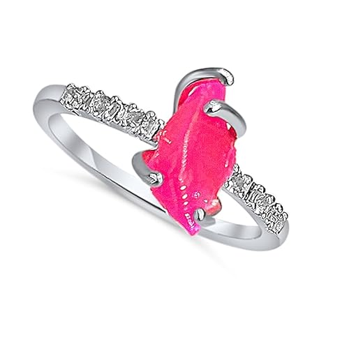 Real Raw Crystal Dainty Ring white Gold Birthstone gift for sister daughter niece Christmas birthday Uniquelan Jewelry