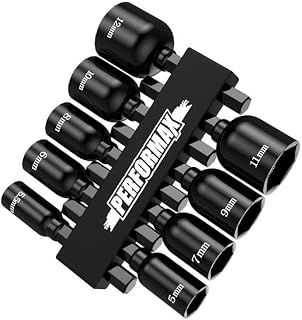 Strong Magnetic Hex Bit Socket Set - 9pc (5,5.5,6,7,8,9,10,11,12mm) for Air Impact Wrenches & Drivers