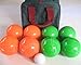 BuyBocceBalls Listing - Made in USA, Premium Quality Official Tournament Bocce Set - 110mm Orange and Green Balls; Regulation Size 998 Grams (2 lbs. 3.2 oz.). Various Bag Colors