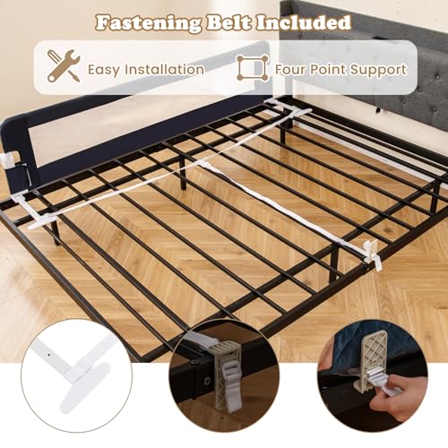 Image of BABY JOY Double Sided Bed Rail Guard, 2 Pack, Extra Long, Swing Down for Convertible Crib, Folding Baby Safety Bedrail for Kids Twin Full Size Queen King Mattress, Rails for Toddlers (Dark Gray, 71 inch)