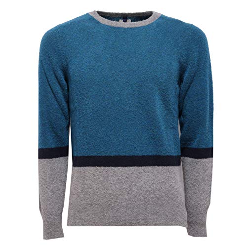 Maglione uomo turquoise en mix wool tricoté avec finitions premium