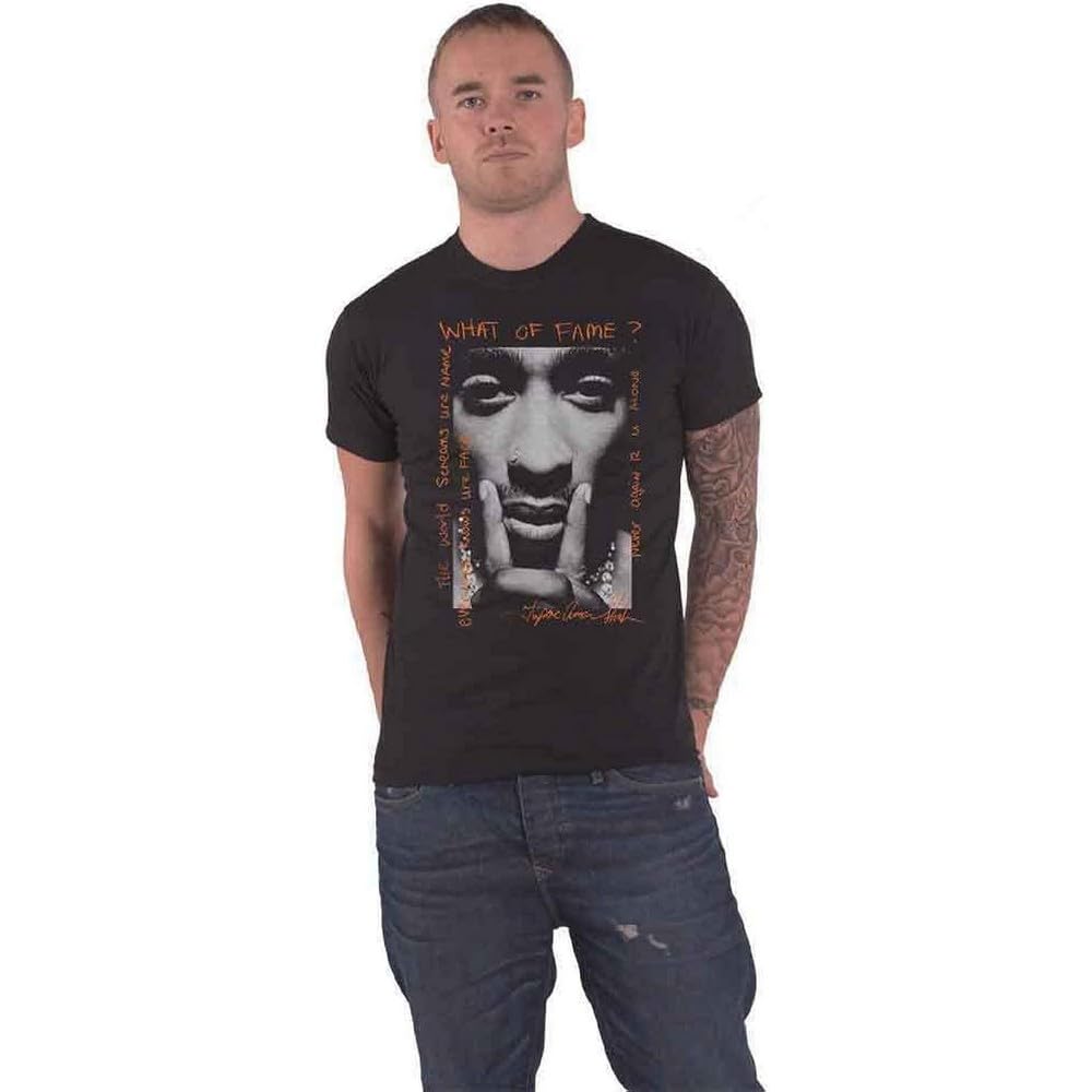 2Pac Tupac T Shirt What of Fame Logo Official Mens Black L