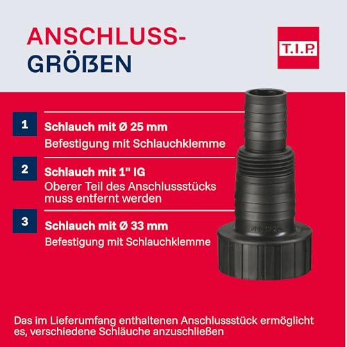 T.I.P. Schmutzwasser Drainage Tauchpumpe (Schächte ab 22 x 22 cm, 13.000 l/h Fördermenge, 9 m Förderhöhe, 0,9 bar Druck, 750 W, integrierter Schwimmer, vertikaler Pumpenausgang) I-Compac 13000, 30191